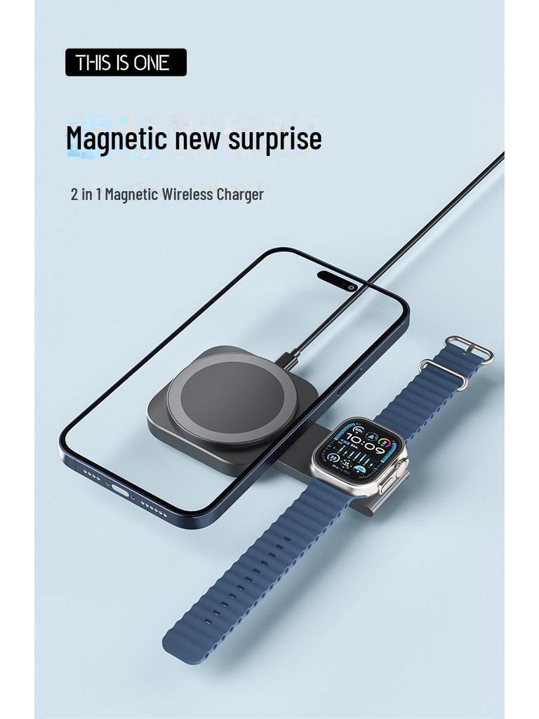 Компактная магнитная подставка для беспроводной зарядки 3-в-1 для Apple Watch