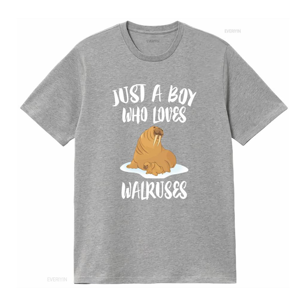 Just A Boy Who Loves Walruses T Shirt Walrus Lover Perfect For Animal Lovers Adult Kids Sizes Vintage Breathable Soft