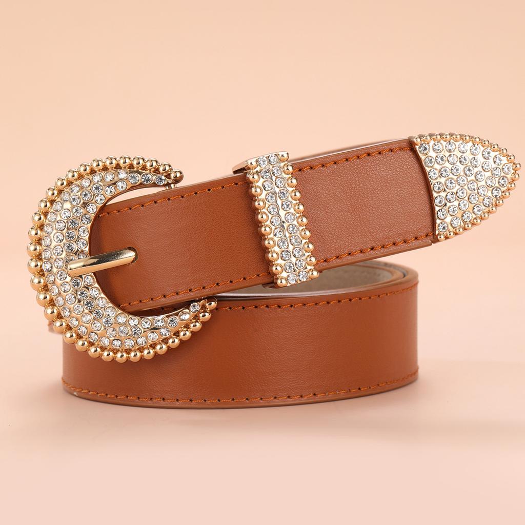 Ladies Belt Dot Diamond Gold Buckle Atmospheric Jeans Decorative Belt