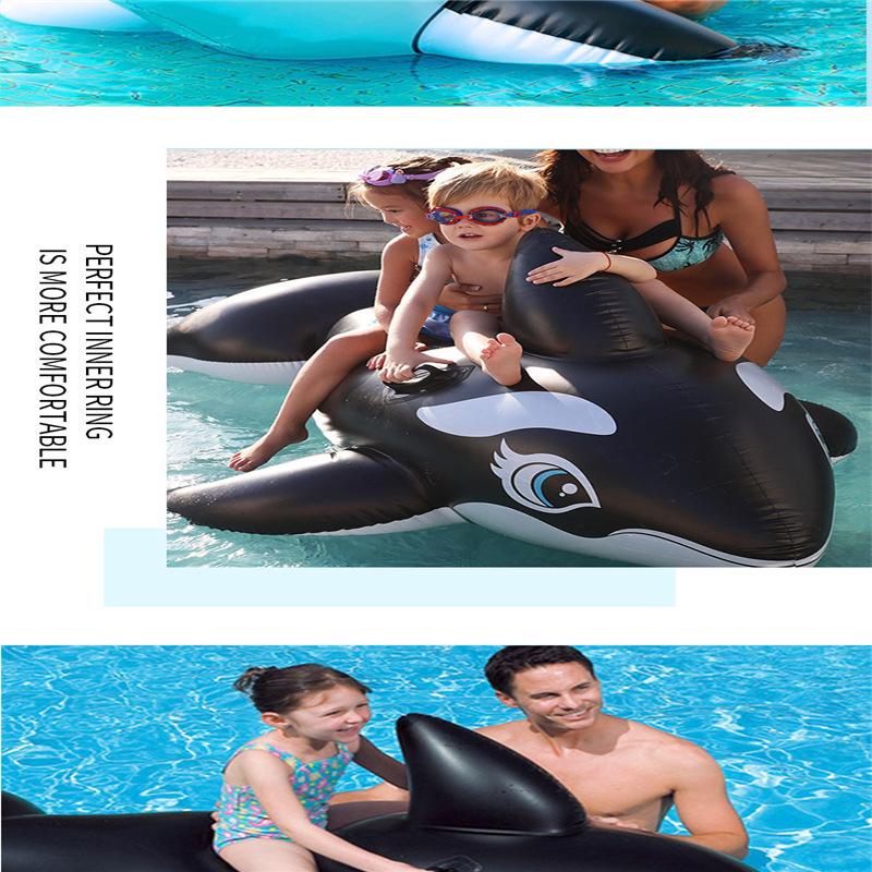 Cross Black Whale Inflatable Water Toy - PVC Floating Raft Bed for Children's Swimming and Sea Play