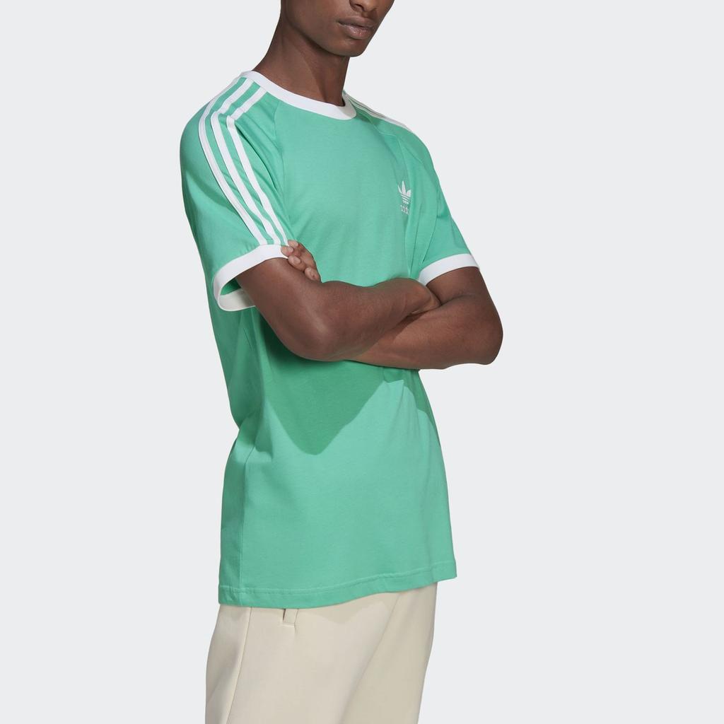 Adidas Полосатая футболка с круглым вырезом и логотипом, мужские топы, зеленая HE9549