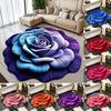 Non-slip Flower Carpet Soft Door Gasket Portable Peony Floor Mat for Living Room Tea Table Bedside