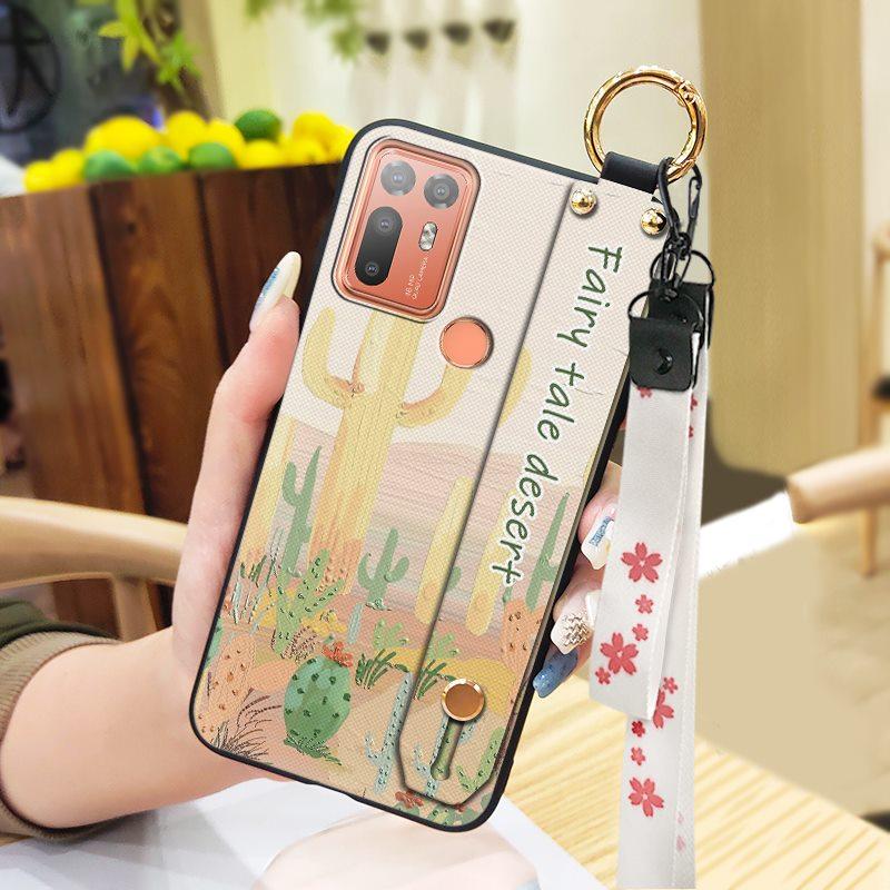 Защитный чехол-накладка для телефона для HTC Desire 20 Plus/D20+ с ремешком, подставкой, силиконовым ремешком на запястье, кольцом для картины маслом