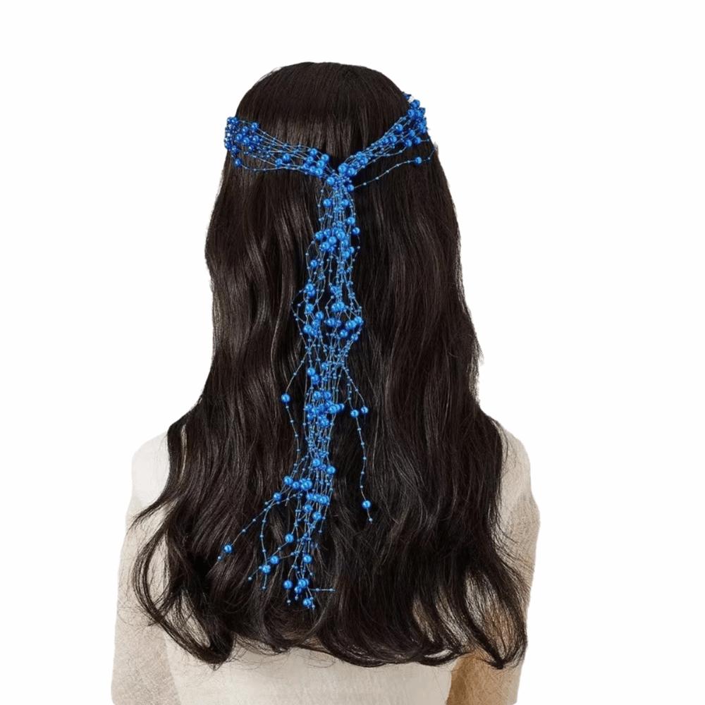 Imitation Pearl Beaded Tassel Wreath Multi-Layer Women Daily Hair Wear Wedding