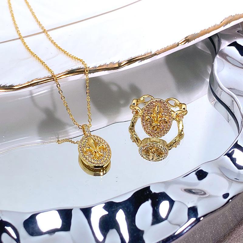 Весна и Лето Французское Ретро Ожерелье Ирис Женские Высокое Чувство Легкая Роскошь Цветочные Серьги-Пуссеты Винтажное Цыганское Кольцо