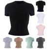 Women Tee Shirt Round Neck Short Sleeve Pullover Tops Slim Fit Solid Color T-shirt Streetwear