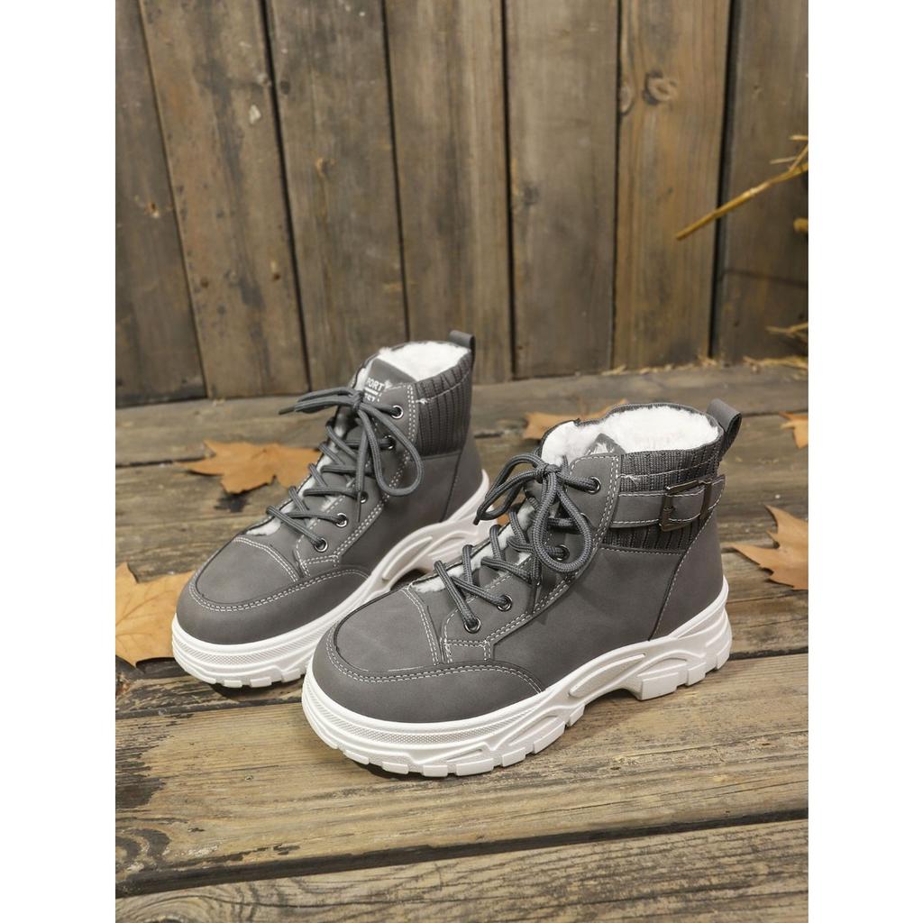 Ladies, Suede Shoes, Lace Up Shoes, Thick Soled Shoes, Snow Boots, Warm Shoes, Thick Shoes, Comfortable, Casual Shoes, Short Boots