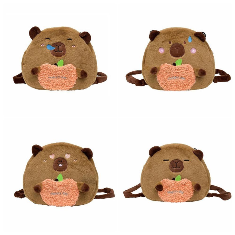 Soft Capyabra Plush Bag Plush Cartoon Doll Bag Storage Bag Capyabra Backpack  Girls