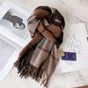 Winter Fashion British Pure Wool Scarf Women's Warm Long Thickened Fringed Scarf Couple Shawl Versatile