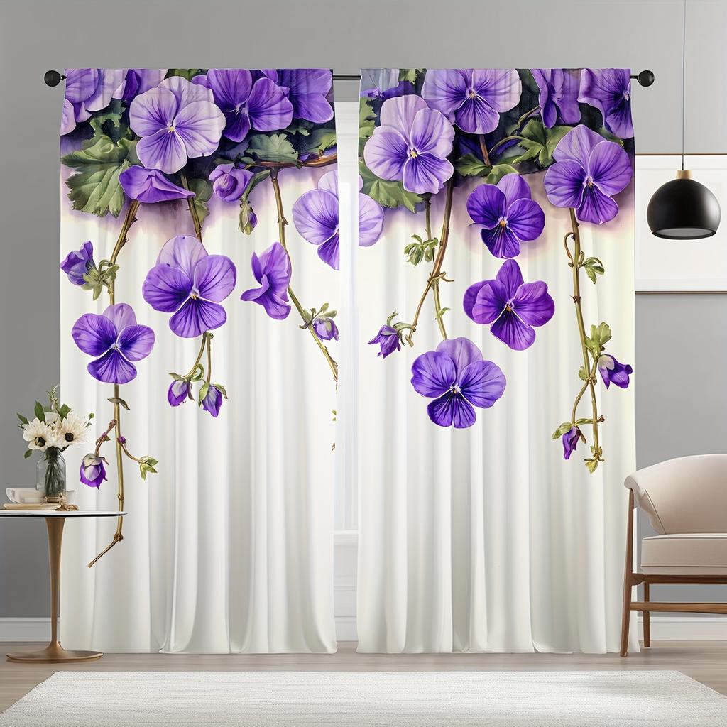 2 шт. полиэстеровые шторы с персиковым цветком и красной розой, HD цифровая печать, дизайн кармашков для окон, шторы для спальни, гостиной