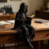 Gothic Reading Corner Accessory Dark Fantasy Figure, Skeleton Book Statue, Academy Bookshelf Ornament Home Decor for Library Office Study Room