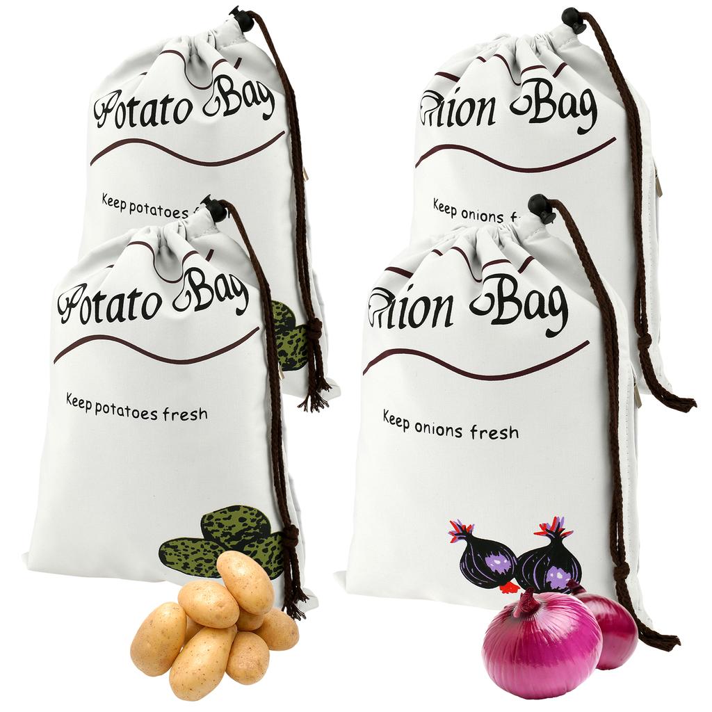 Potato Onion Storage Bag Keep Fresh Vegetable Fruit Organizer Drawstring Cotton Bags Reusable Sacks Holds Keeper Large Capacity