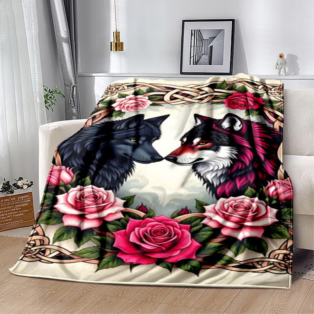 Wolf Moon Reflection Blanket,Suitable for sofas, offices, travel, living rooms, Gifts to relatives and friends, Blanket,Suitable for all seasons.