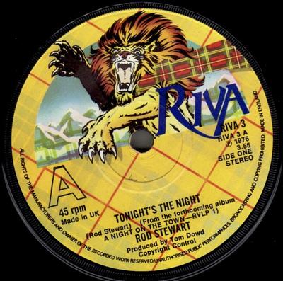 7-дюймовая пластинка РОД СТЮАРТ - Tonight's The Night RIVA3 Riva 1976 UK Рок Б/У