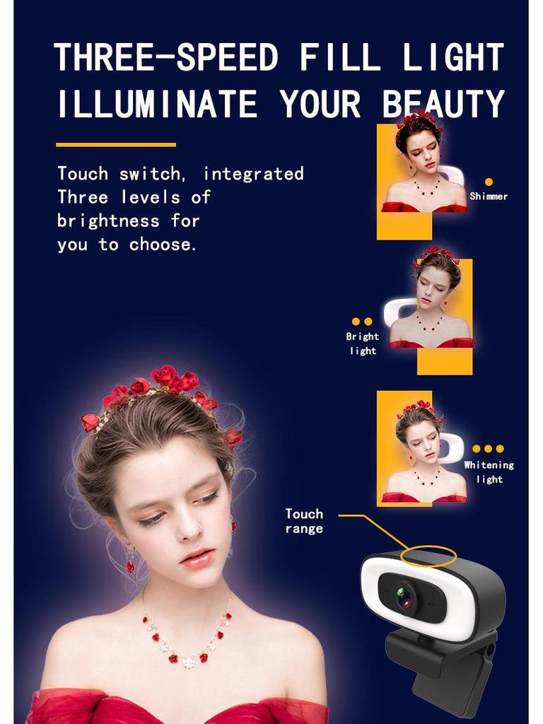 PC Webcam with Microphone, 2K/4K Streaming, USB, Full HD Autofocus, Driver-Free, Ideal for Online Classes