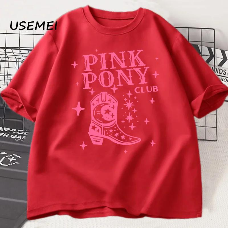 Pink Pony Club Chappell Roan Cowgirl Boots Tshirt Women Hip Hop Fashion Country Music T Shirt Lady Girl Fashion Tee Streetweawr