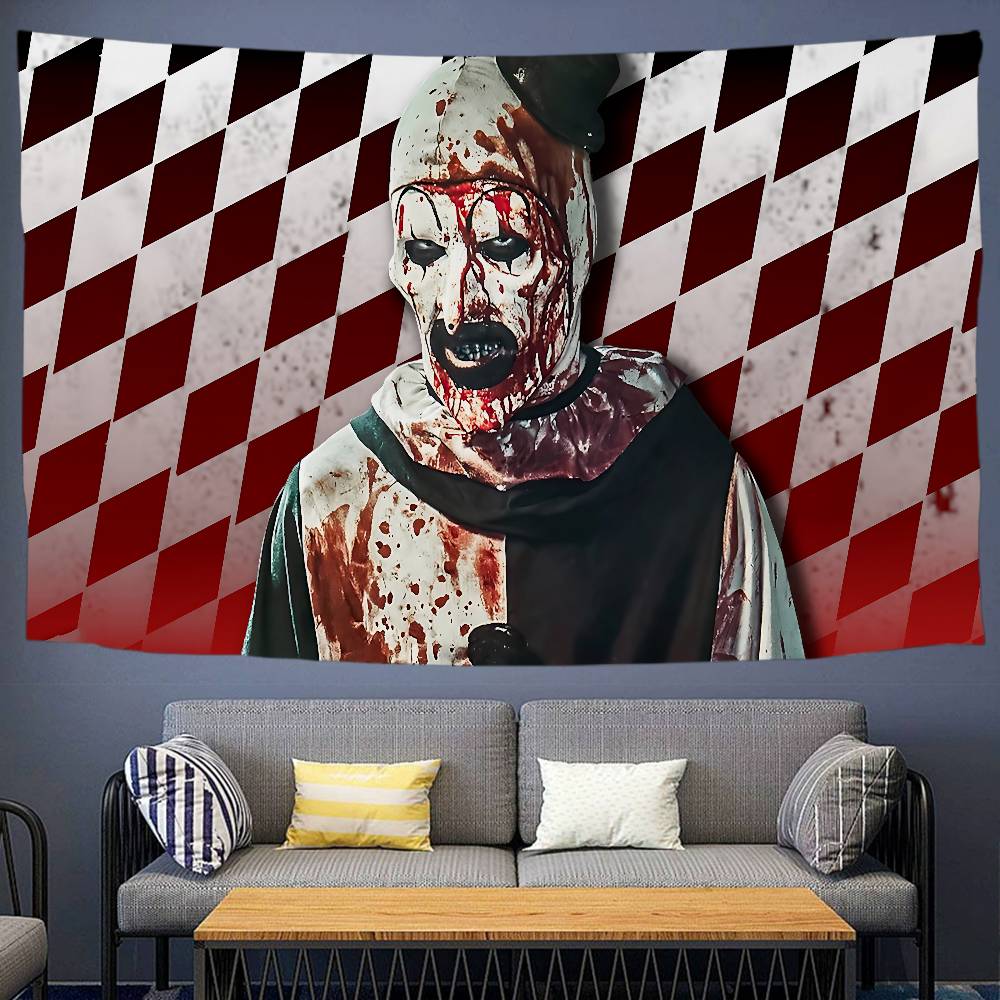 TTerrifier 3 Horror Clown Movie Printed Wall Tapestry Indian Buddha Wall Decoration Witchcraft Bohemian Hippie Decor Blanket