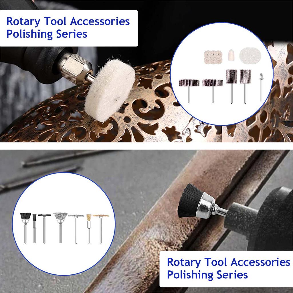 276-Piece Rotary Tool Accessories Kit 1/8-inch Diameter Shanks Universal Fitment for Easy Cutting, Grinding, Sanding, Sharpening, Carving andPolishing
