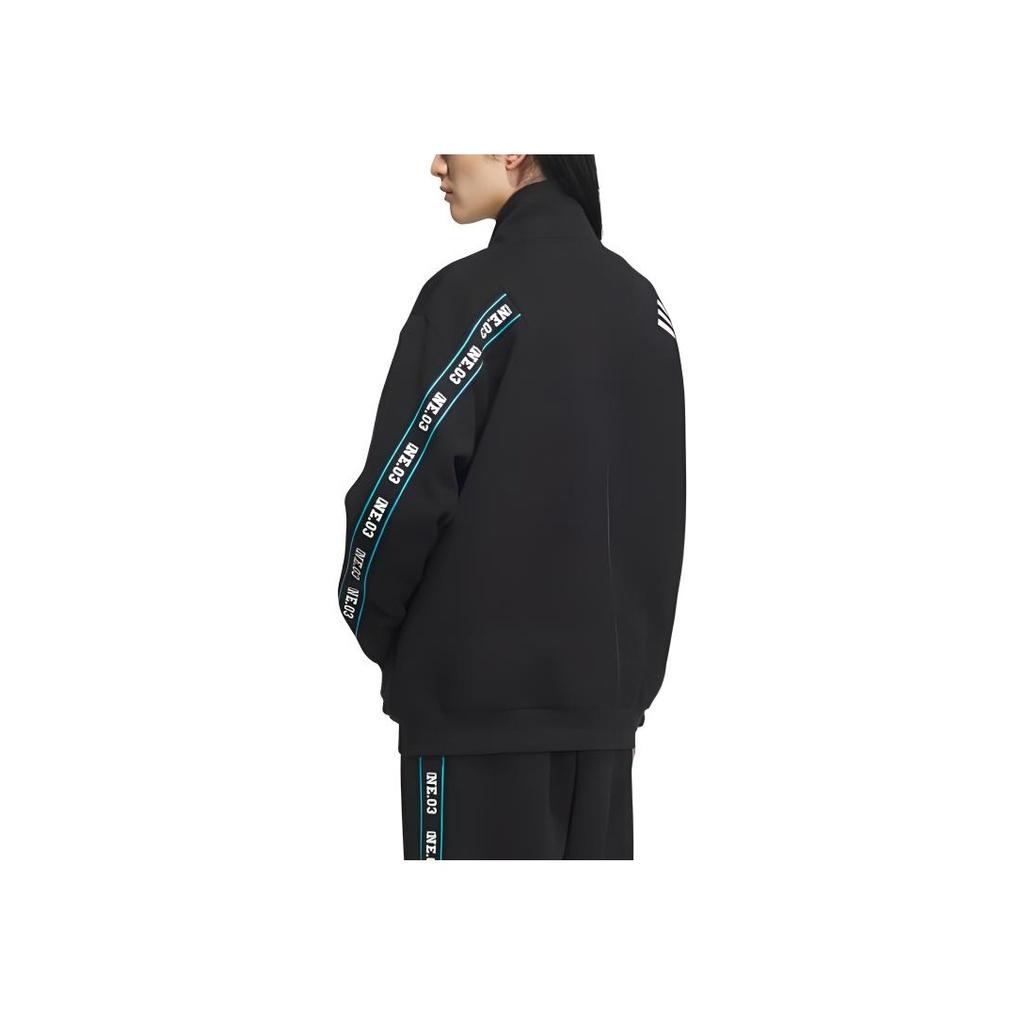 adidas Мужская куртка с длинным рукавом и принтом в полоску с цветными блоками Neo Letter, черная IK7612