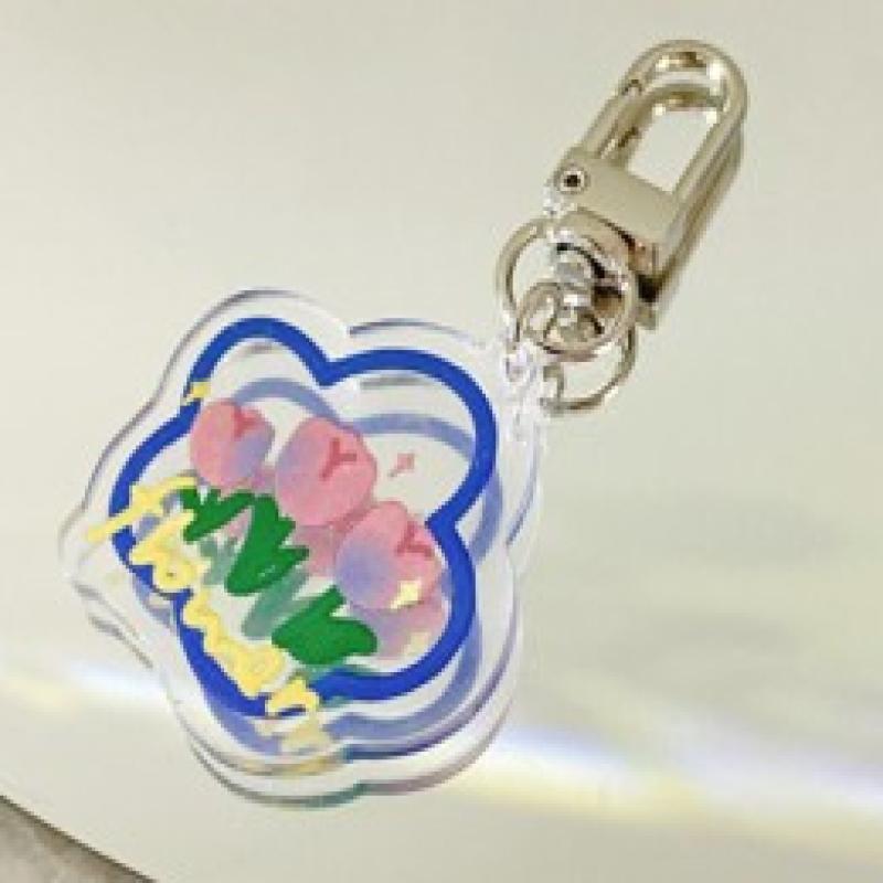 1pcs Tulip Hanging Keychain INS Korean Flower Keychain Spring Tulip Earphone Hanging Student Keychain Pendant