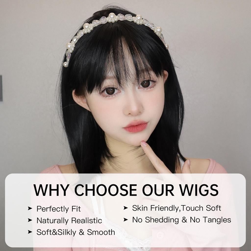 ALAN EATON Коричневые парики Боб с челкой, короткий прямой парик, натуральные волосы смешанного цвета для женщин, синтетический парик для повседневной вечеринки