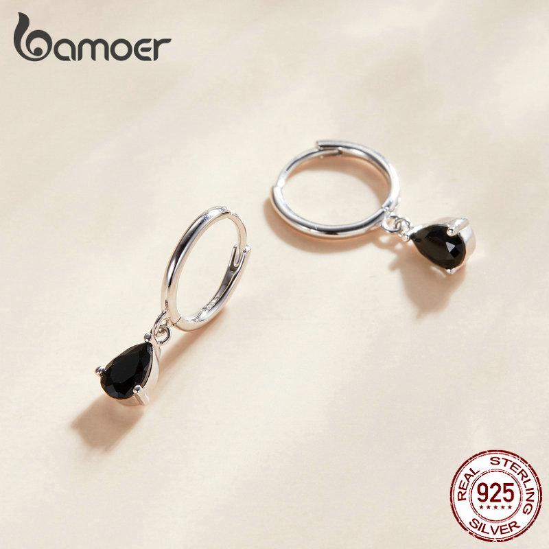 BAMOER 925 Sterling Silver Hypoallergenic Water Drop Ear Buckles for Women Delicate Jewelry