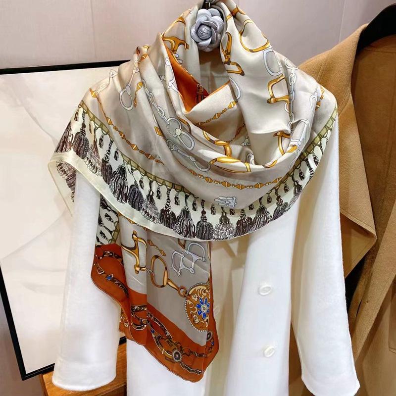 180*65 см 100% шелковица шелкопряда шарф с принтом летний солнцезащитный тонкий платок пляжный шарф шейный платок