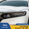 Защитная пленка для фар автомобиля Smoke Black для Honda Accord 10-го 11-го поколений, вырезанная по форме, из ТПУ PPF, устойчивая к царапинам, глянцевая виниловая пленка