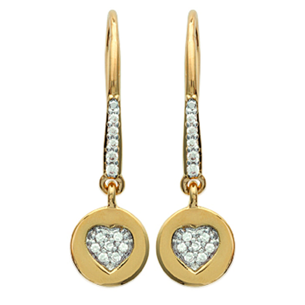 Les Trésors De Lily [L4695] - White Gold 'Love' Gold Plated Earrings - 26x8 Mm