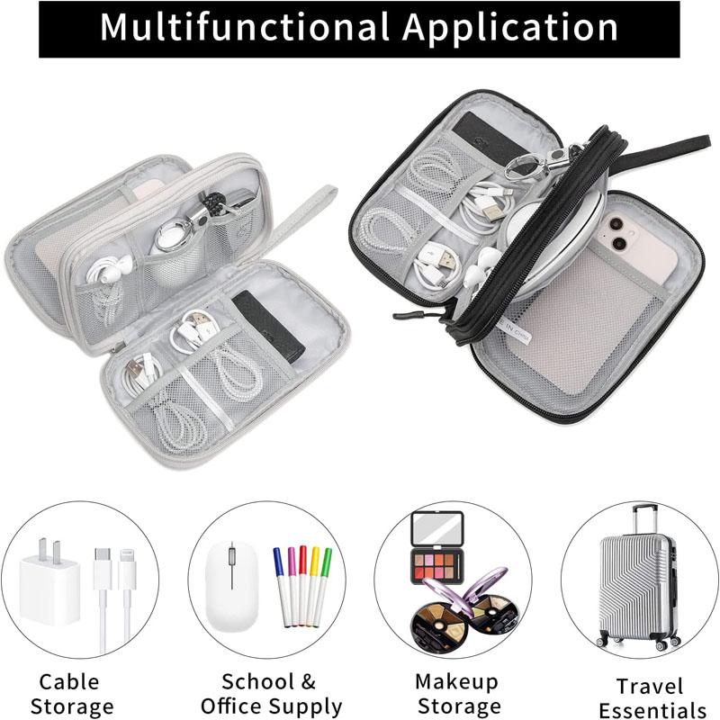 Дорожный органайзер, сумка для кабеля, чехол для электронных аксессуаров, портативный водонепроницаемый двухслойный чехол для хранения кабеля
