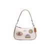 New Teri Cow Leather Crescent Bag Saddle Bag Handbag Shoulder Bag Medium Size Women's White CJ604-SVCAH