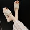 2024 Women's Summer Slippers Fashion PU Leather Platform Slippers Pleated Shoes Casual Comfortable Beach Shoes Outer Wear