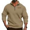 Plus Size Winter Padded Half Zip Standing Collar Pullover Solid Colour Casual Sweatshirt Men's Clothing