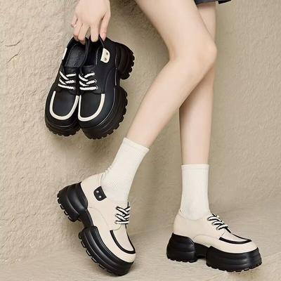 Универсальные женские туфли на платформе, новая весенне-осенняя модная модель, на среднем каблуке, с увеличивающей рост подошвой