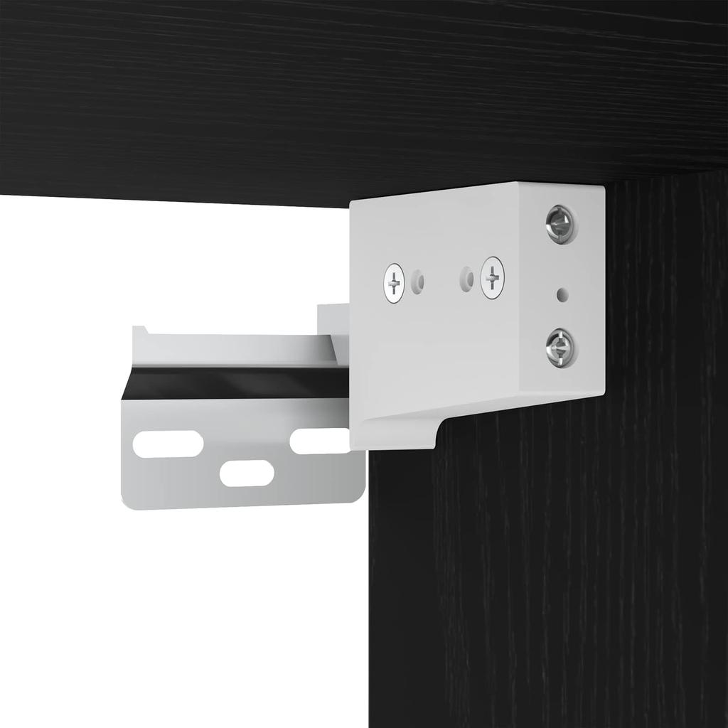 Wall Mounted TV Cabinet with LED Lighting (7 pcs) Black Oak Effect Particleboard