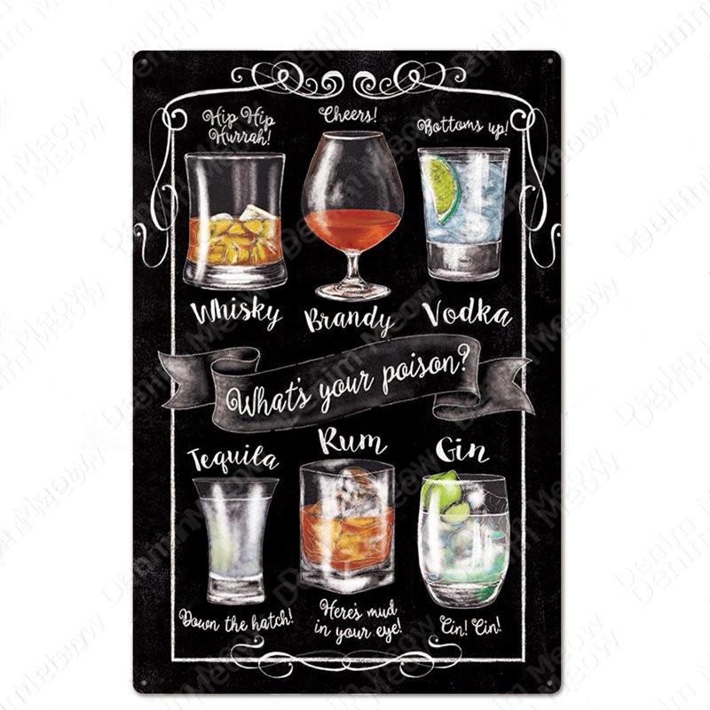 Классический Коктейли Металлический Плакат Московский Мул Старинные Оловянные Вывески Бар Украшения Дома Джин Виски Водка Текила Настенная Художественная Тарелка N365