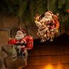 Indoor Christmas Theme Ornaments 8/16/24/32Pcs 2D Flat Wooden Ornaments, Santa Claus Riding Bicycle Hanging Winter Holiday Craft Decorations