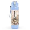 1PC Eiffel Tower Paris Retro Print 750ml Color Plastic Sports Water Bottle Leakproof Flip Straw Lid Suitable for Sports Office Home Use