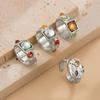 4 pcs Crystal Bracelets Zircon Pleated Open Ring Colorful Vintage Ring Set  Girls