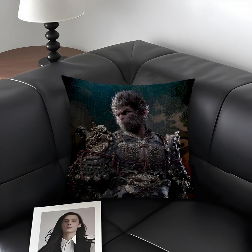 BBlack MythH Game Cushion Cover Natural Linen Organic Fabric DoubleSided Printing Sofa Home Decor Gift Pillow Case