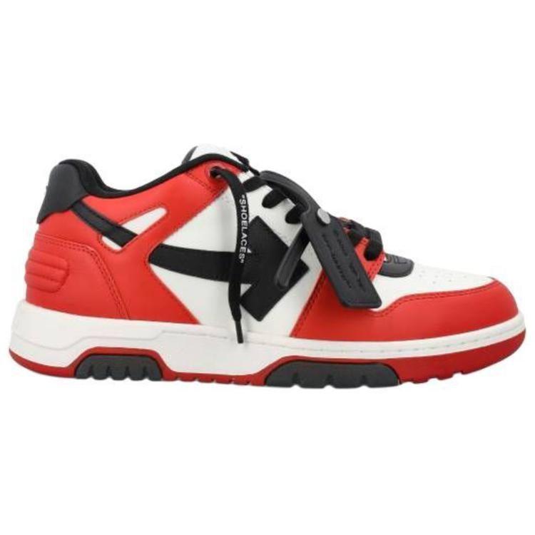 OFF WHITE Кожаные Низкие Стильные Скейтбордические Ботинки Мужские Бело-Красные OMIA189S23LEA0012510