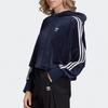 Adidas Оригинальное укороченное худи в полоску, студенческая толстовка, женские худи, темно-синий, GD2289