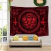 Red And Black Occult-Themed Tapestry with Goat-Headed Pentagram Design Mysterious Room Decoration Wall Hanging for Dorm Backgrou