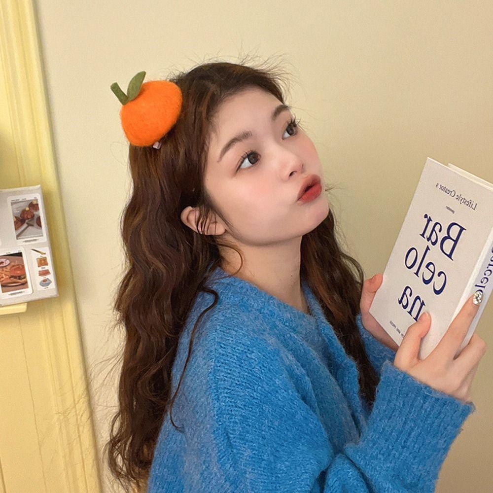 For Girls Girls Duckbill Clips Fruits Hair Clips Women Barrettes Simulation Food Hairpins Orange