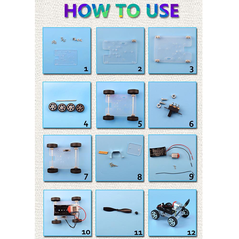 DIY Электронный силовой автомобиль Технология Научный Экспериментальный Набор Обучающая Физика Игрушка STEM Набор Развивающие Игрушки для Детей