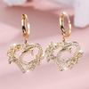 Female A-Z 26 Letter Heart Flower Hoop Earrings Yellow Gold White Zircon Wedding Jewelry For Women