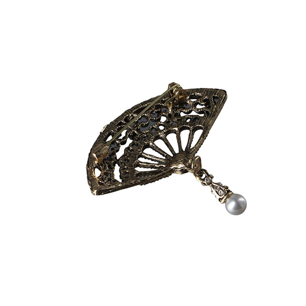Style Dripping Oil Enamel Fan Brooches Women Brooch Chinese Style Collar Pin Jewelry Accessories