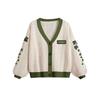 European & American Women's Leaf Embroidery Lantern Sleeve Wool Cardigan Sweater