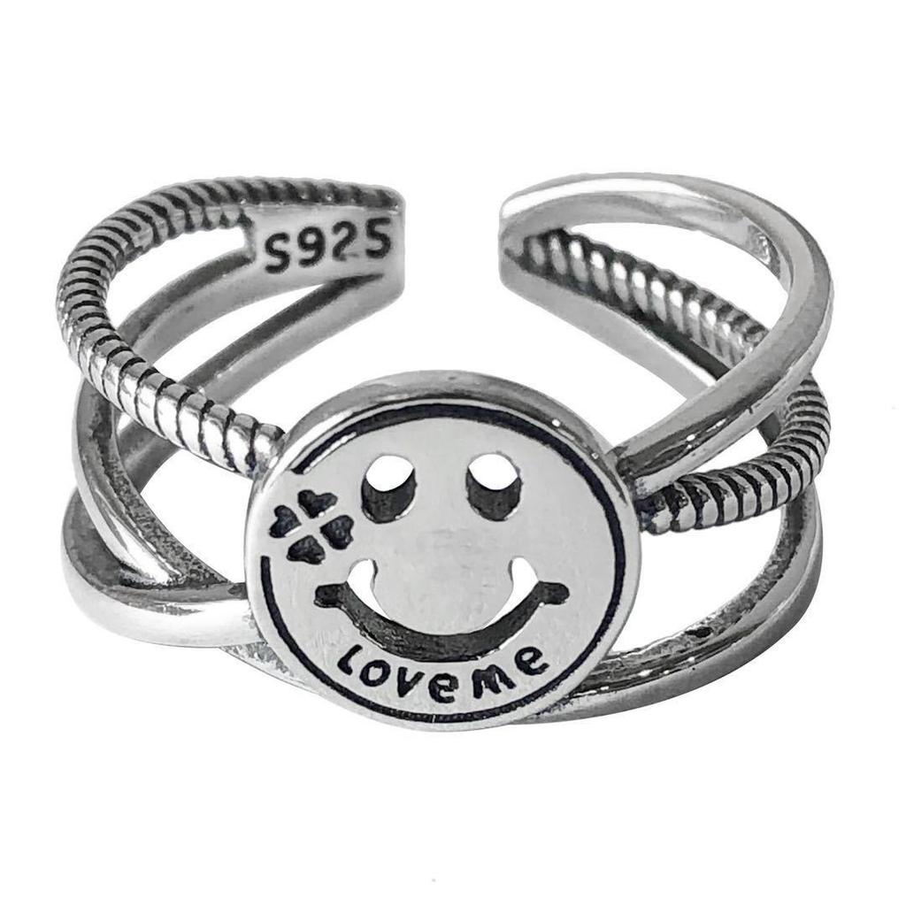 Style Smiling Face Goodluck Ring Female Ins Fashion Versatile Index Finger Open Ring Ring Trend