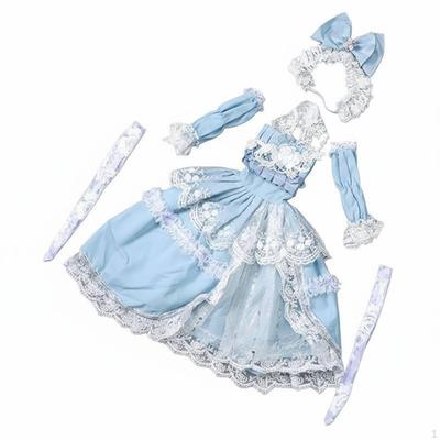 Наряд для кук BJD 1/3 Набор одежды с кружевной отделкой Многослойный тюль Миниатюрная одежда Светло-голубой